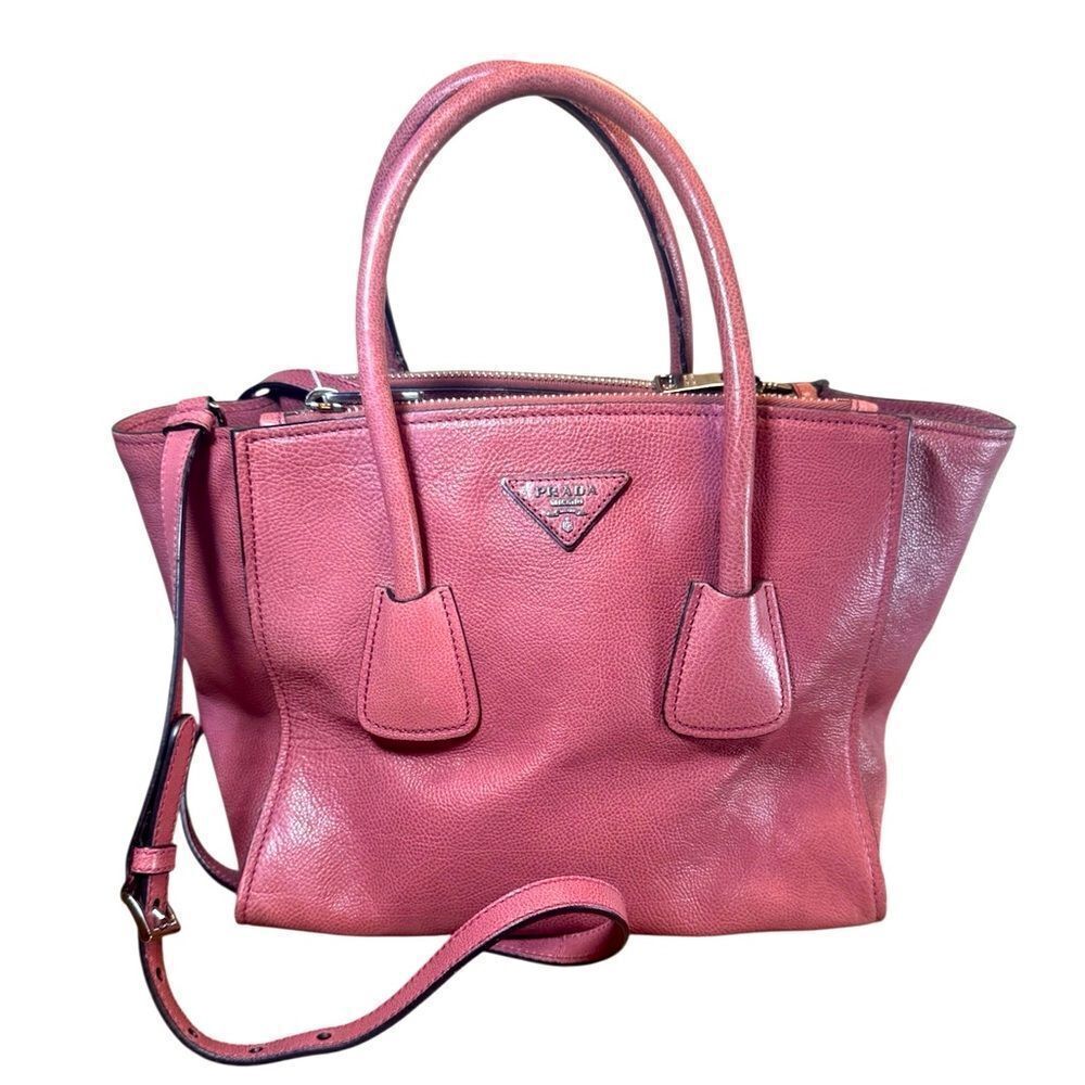 PRADA Rose Glacé Calf Small Twin Pocket 2way Satchel Tote